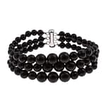 Pearlz Ocean 3 Layer Round Graduation Stone Beads Beaded Bracelet for Women Sterling Silver Clasp