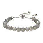 Pearlz Ocean Natural Healing Gemstone Round 8mm Crystal Bead 8 Inch Long Handmade Bracelet 925 Sterling Silver for Women Girls