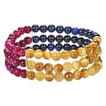 Pearlz Ocean Unisex Multi Color Gemstone Stackable Bracelet Set of 3 Beaded Stretch Bracelets Gifts for Women Teens Men