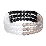 Pearlz Ocean Unisex Multi Color Gemstone Stackable Bracelet Set of 3 Beaded Stretch Bracelets Gifts for Women Teens Men