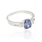 Pearlz Ocean Ladies Natural Blue Tanzanite & Cubic Zirconia Ring – 925 Sterling Silver Rhodium Plated – Oval Cut Elegant Engagement Jewelry – Gift for Women