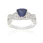 Pearlz Ocean Blue Tanzanite & White CZ Ring for Women – 7mm Trillion Cut Cocktail Statement Ring – Rhodium-Plated 925 Sterling Silver Elegant Jewelry