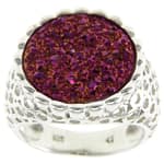 Pearlz Ocean Druzy Agate Crystal Ring for Women – 14mm Natural Gemstone in Rhodium-Plated 925 Sterling Silver, Bold Statement Jewelry