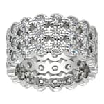 Triple Row Cubic Zirconia Band Ring in Sterling Silver