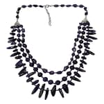 Pearlz Ocean Amethyst Necklace for Women – 3-Line 20" Flat Oval Nugget Beads in 925 Sterling Silver, Natural Gemstone Elegant Gift Jewelry