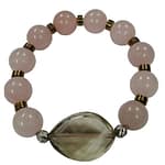 Pearlz Ocean Ladies Rose & Smokey Quartz Stretch Bracelet – 8″ Round Beads, Gold Hematite Accents, 925 Sterling Silver – Versatile Statement Jewelry for Gifting & Everyday Wear