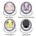 Pearlz Ocean Oval-Cut Gemstone Halo Ring for Women – 10x14mm Prong Set Center Stone – 925 Sterling Silver with Rhodium – Elegant, Hypoallergenic Statement Jewelry