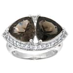 Pearlz Ocean Ladies Natural Topaz & Quartz Ring – 925 Sterling Silver Rhodium Plated – Elegant Statement Jewelry with 32 White Topaz Accents – Perfect Gift for Women