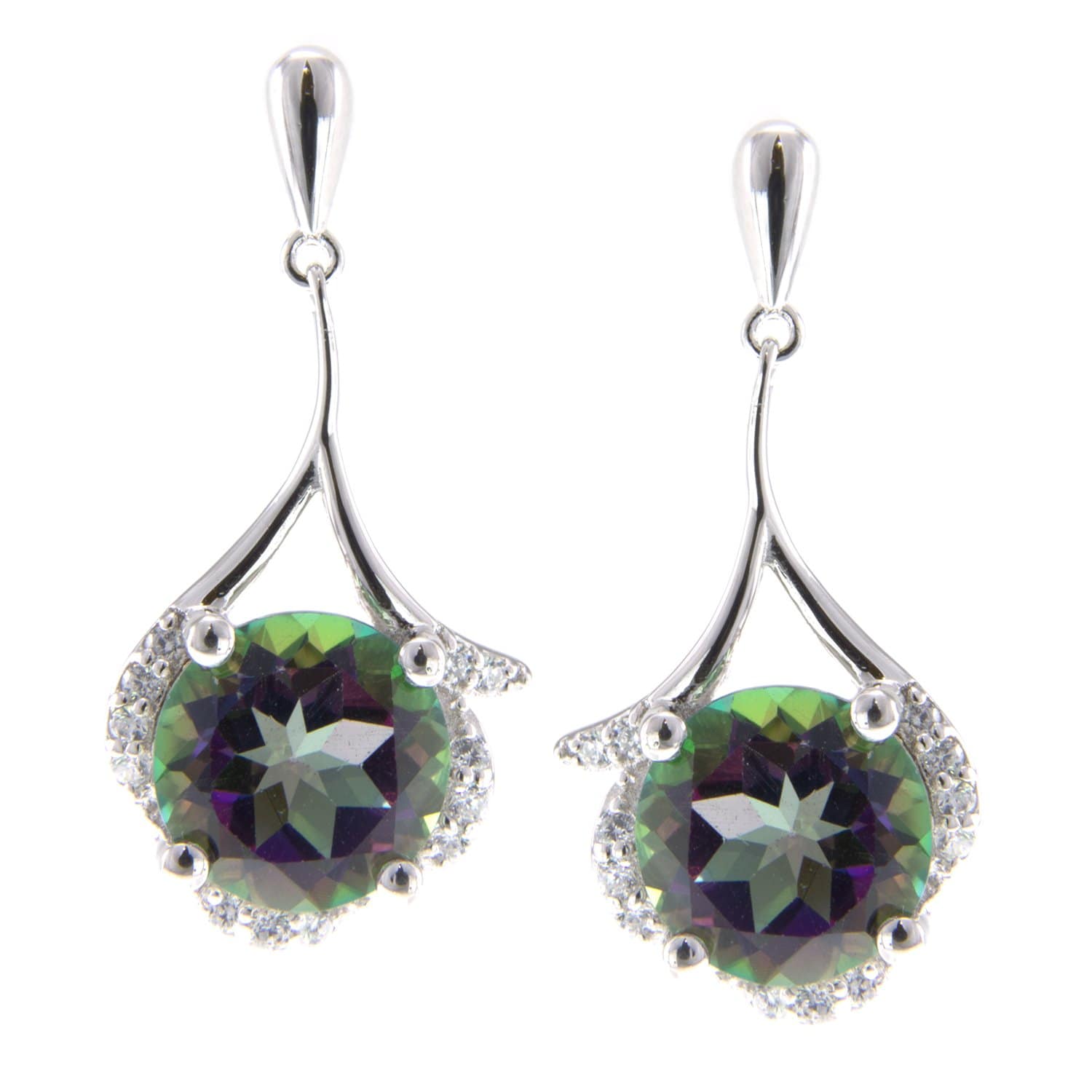 GGL Sterling Silver Mystic Green Topaz EarRings