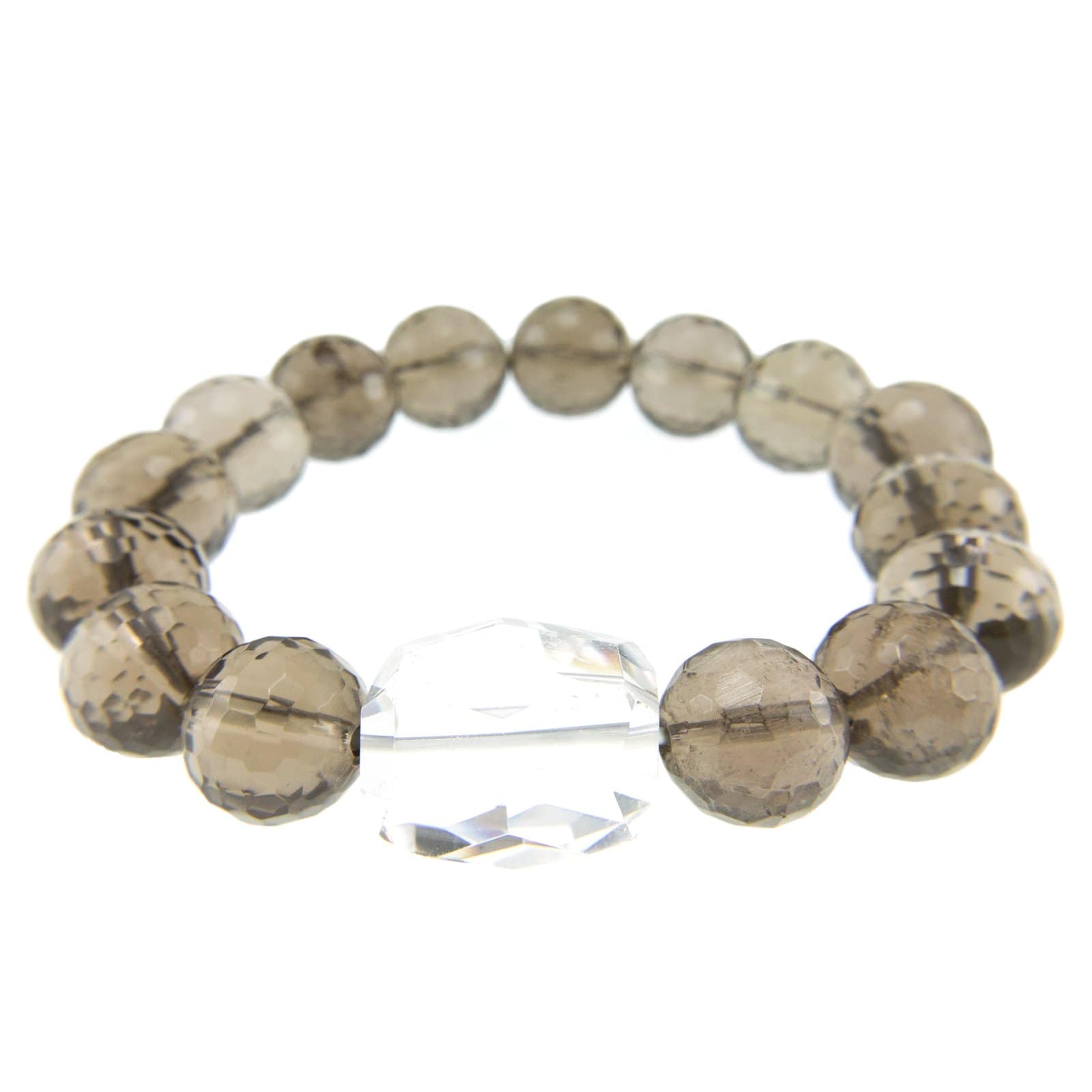Pearlz Ocean Smoky Quartz and White Quartz Stretch Bracelet