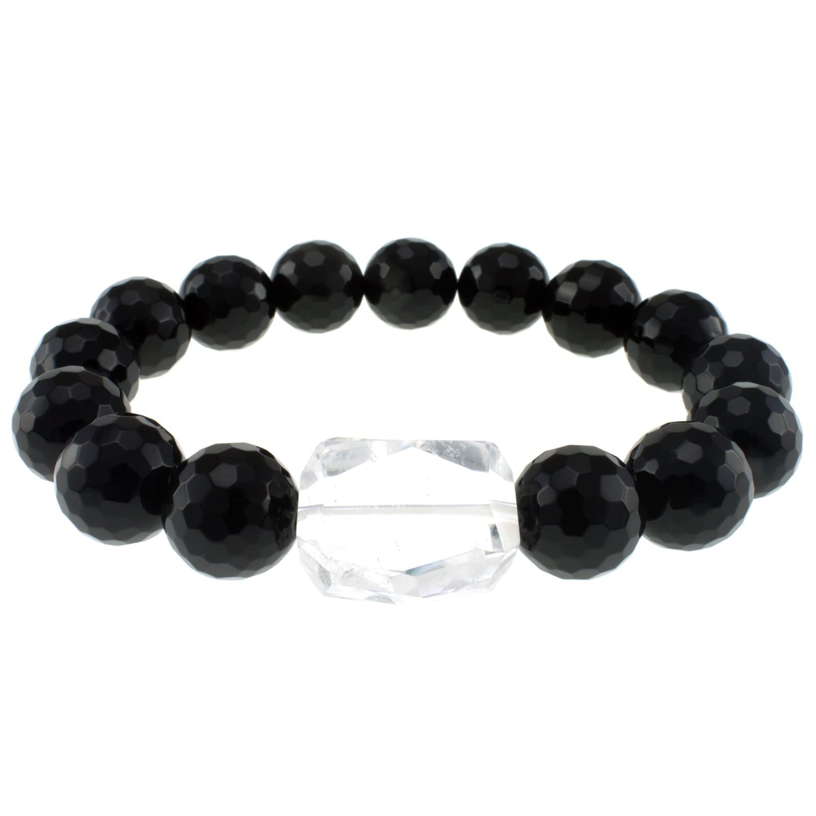 Pearlz Ocean Onyx and White Quartz Stretch Bracelet