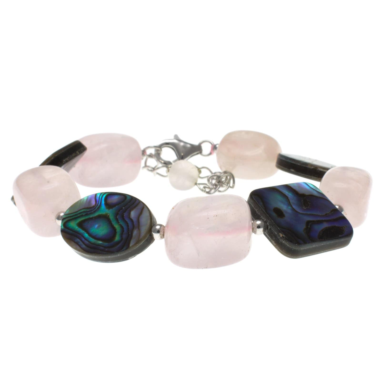 Pearlz Ocean Rose Quartz and Abalone Shell Bracelet