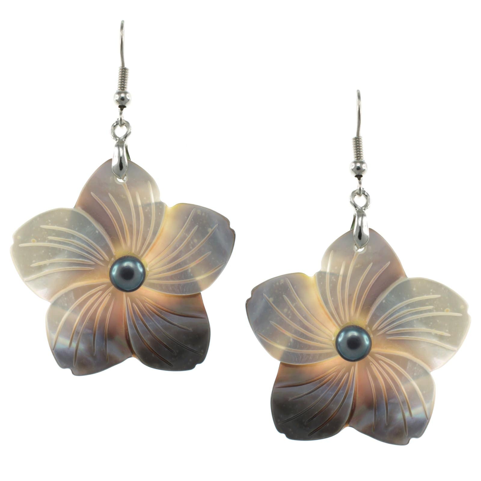 Pearlz Ocean Grey Shell and Grey Freshwater Pearl EarRings