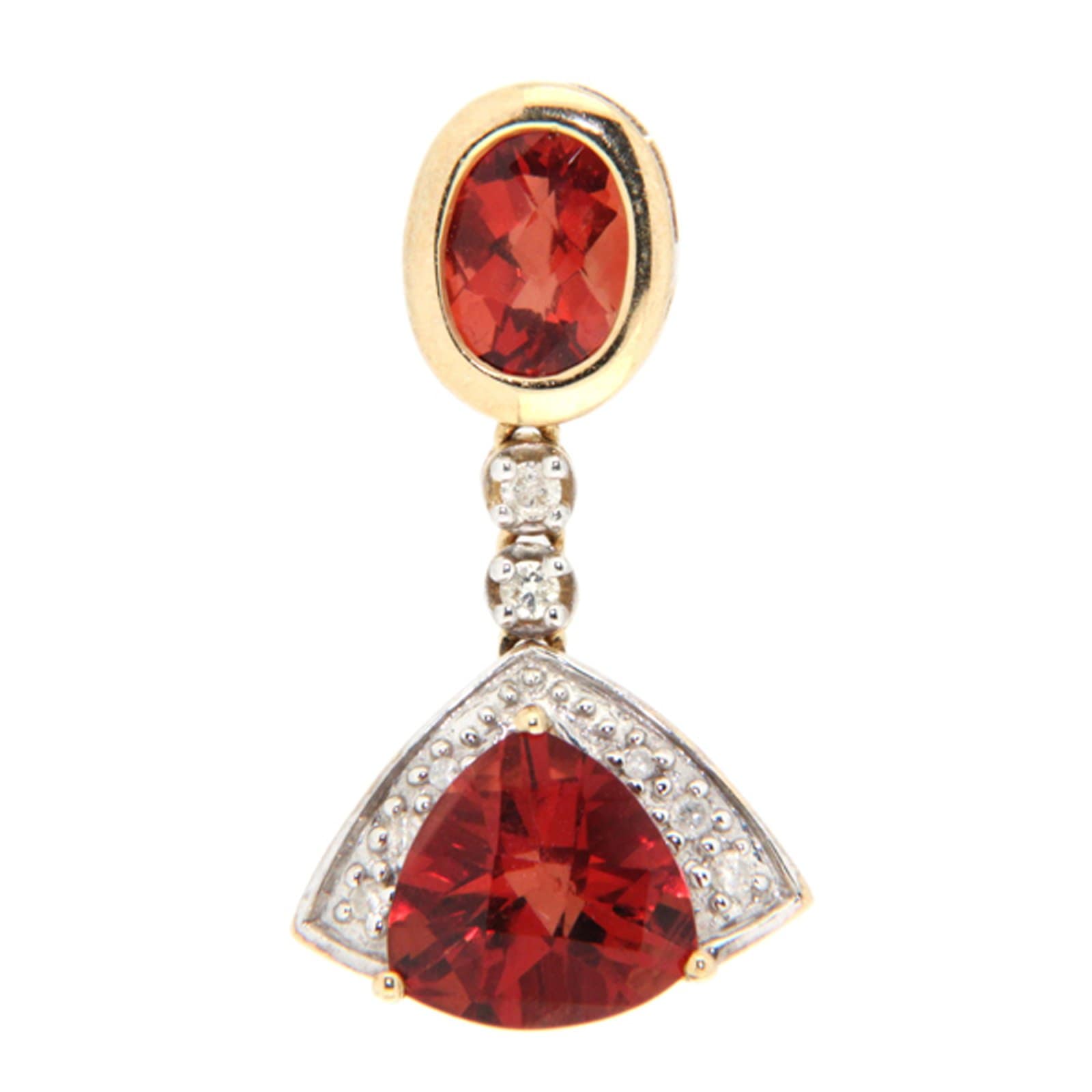 GGL Red Labradorite and Diamond 10k Gold Pendant
