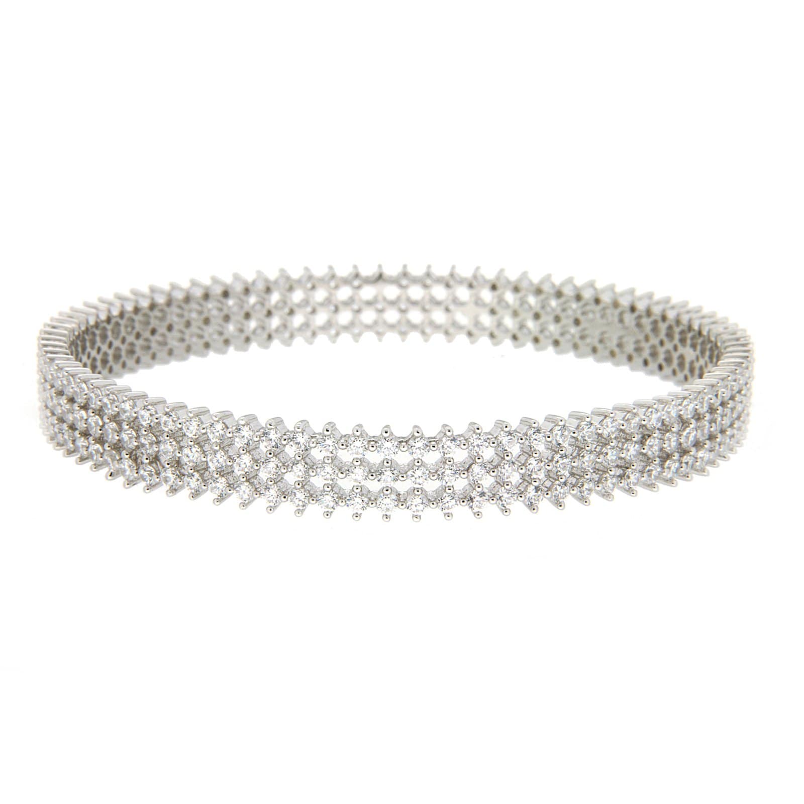 GGL Sterling Silver White Zircon Bangle