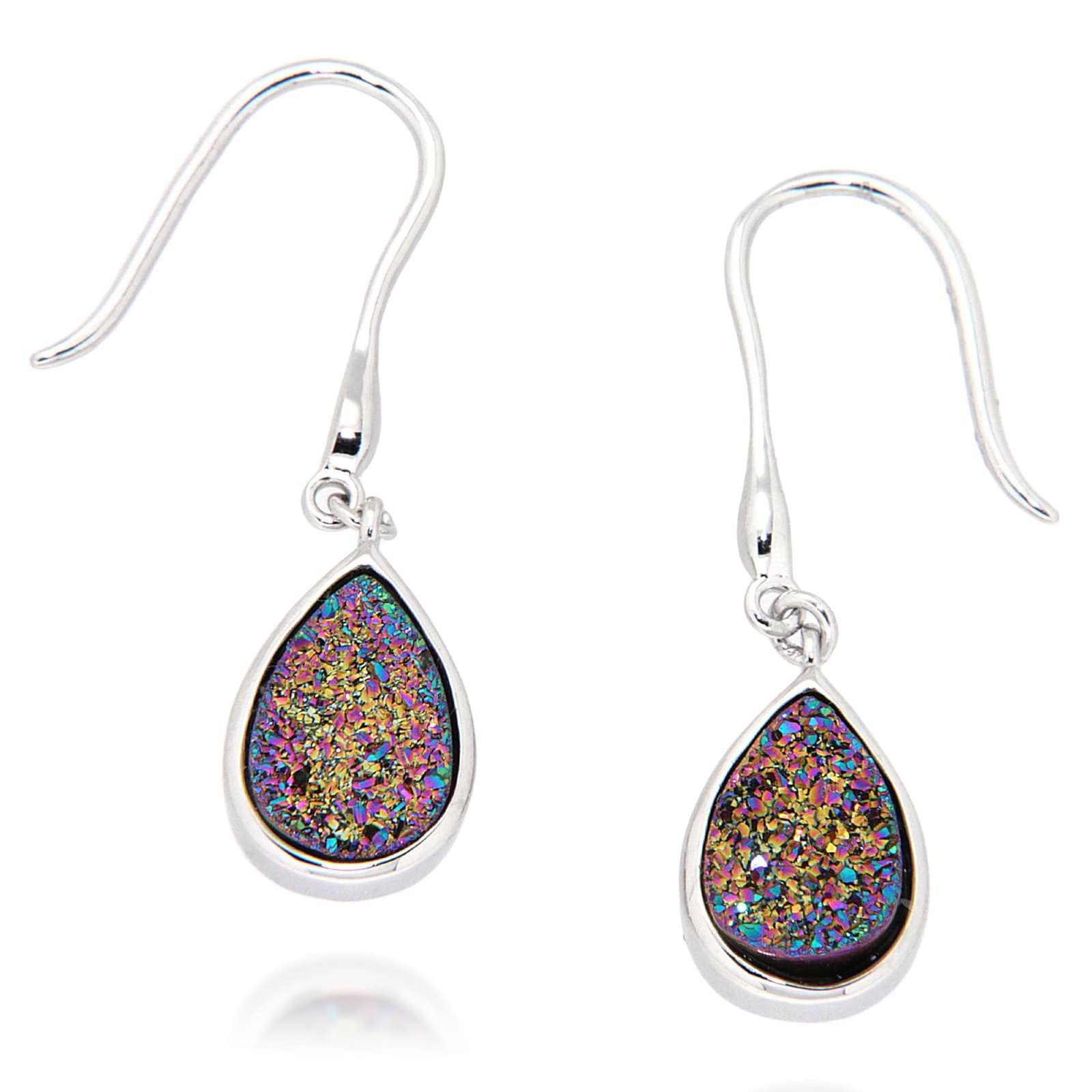GGL Sterling Silver Rainbow Drusy EarRings