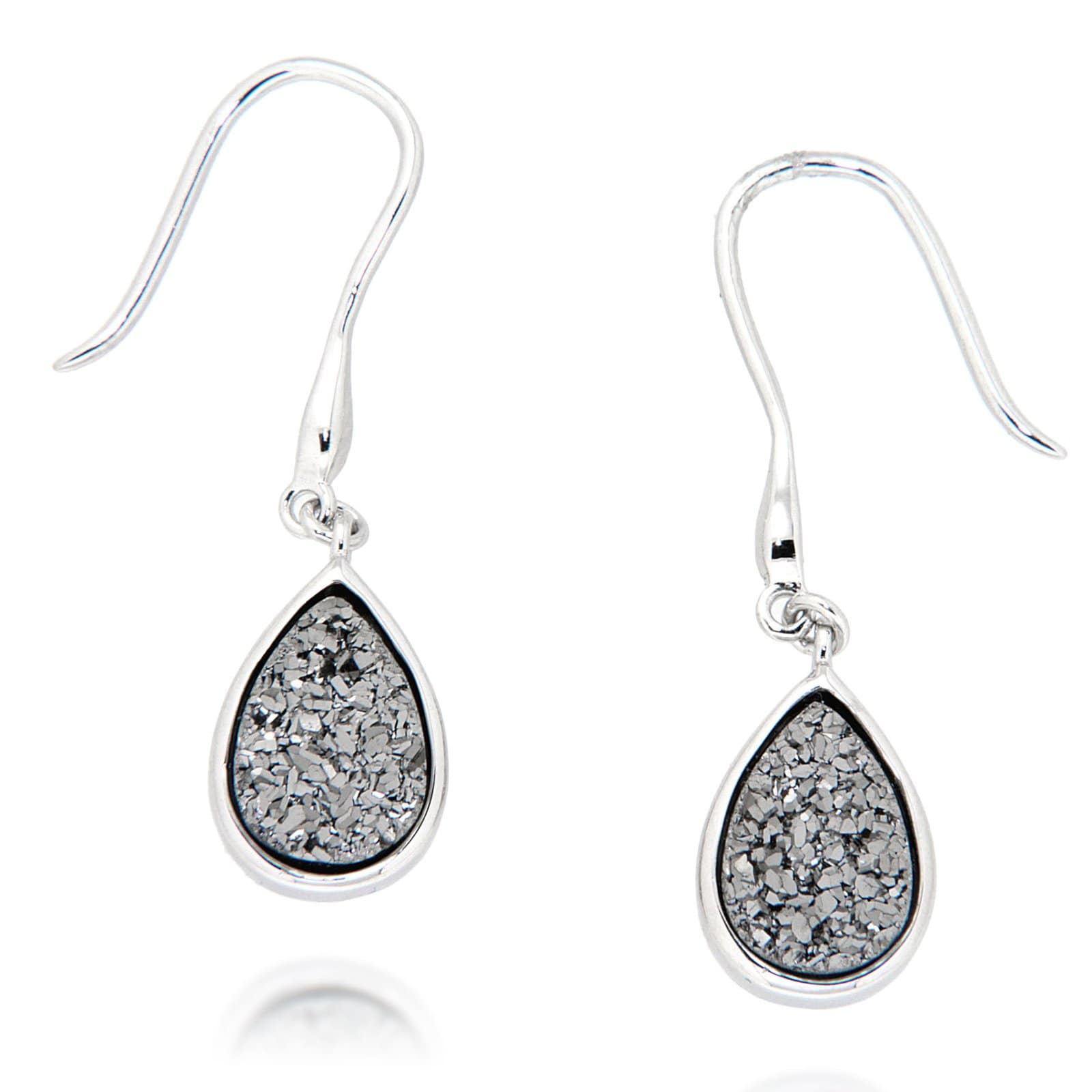 GGL Sterling Silver Grey Drusy EarRings