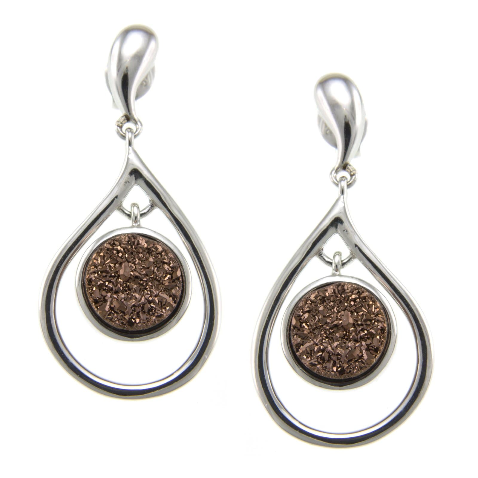 GGL Sterling Silver Golden Drusy EarRings
