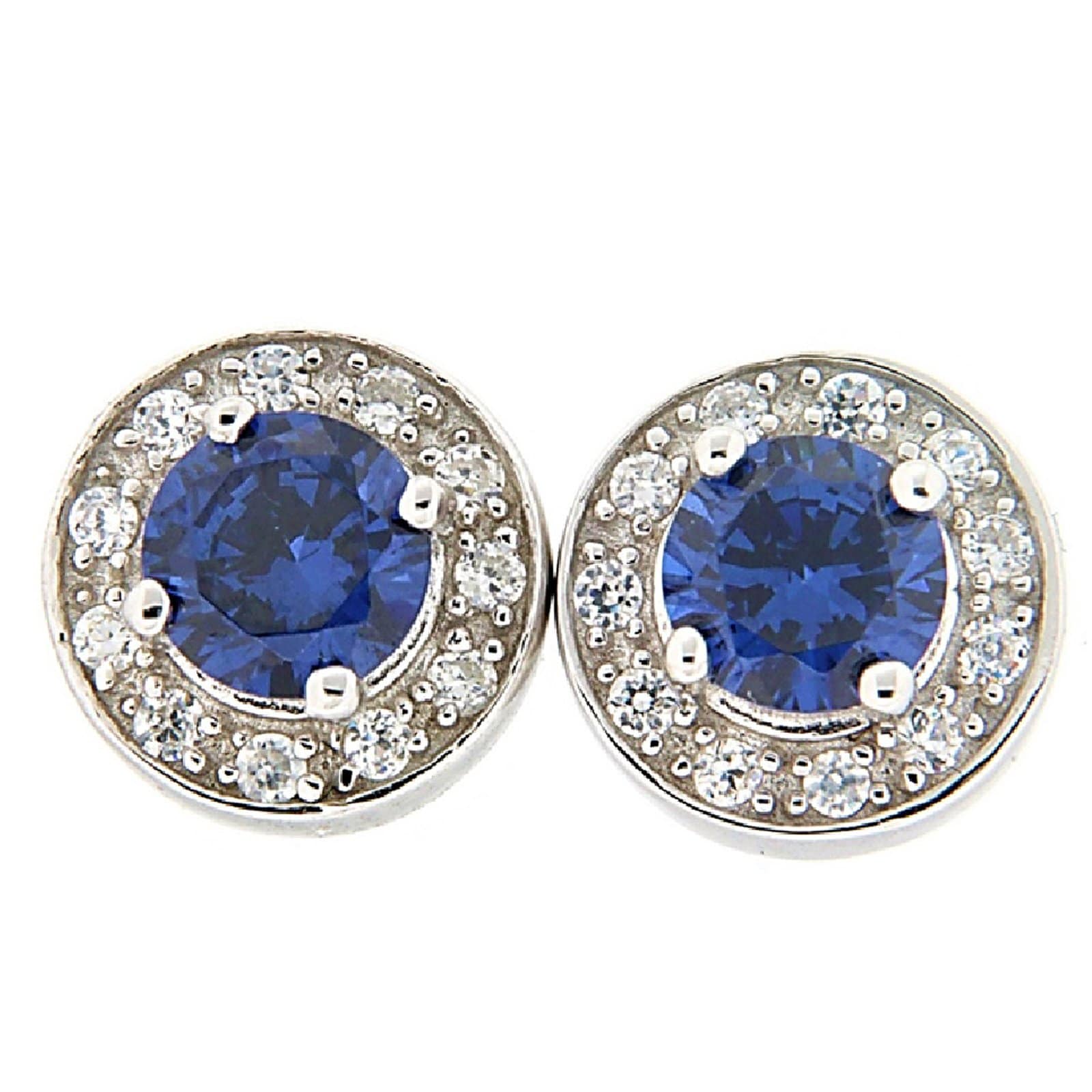 GGL Sterling Silver Blue and White Zircon EarRings