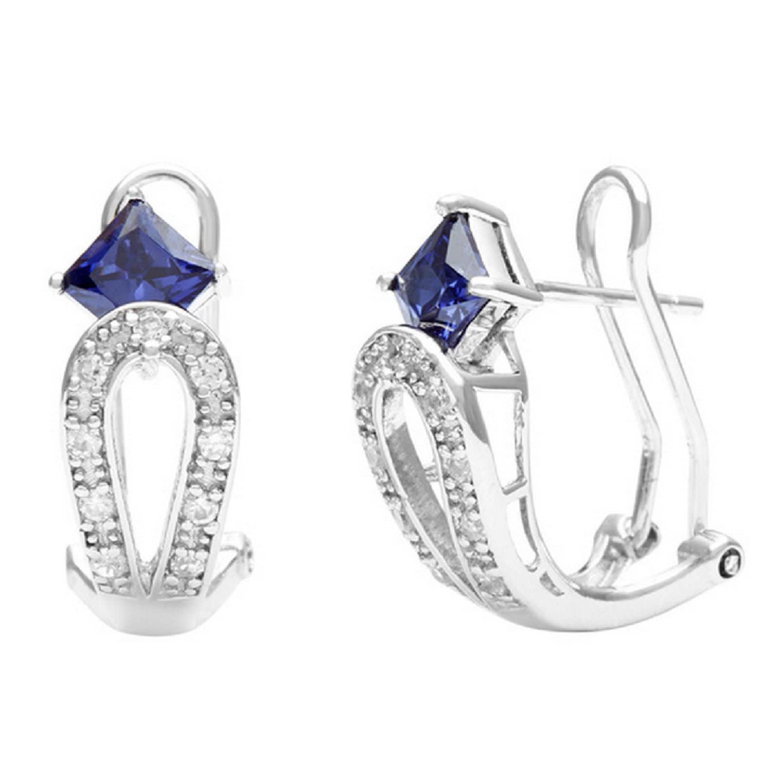 GGL Sterling Silver Blue and White Zircon EarRings