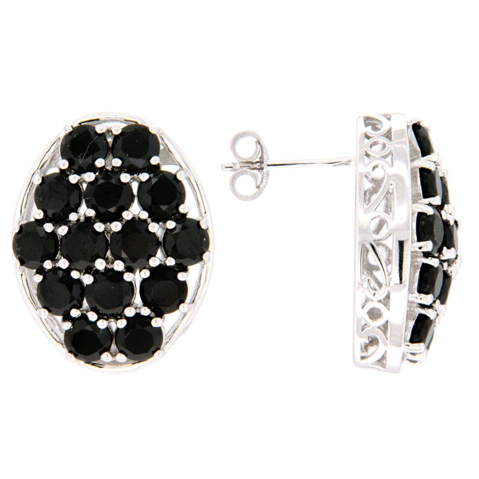 GGL Sterling Silver Black Spinel EarRings