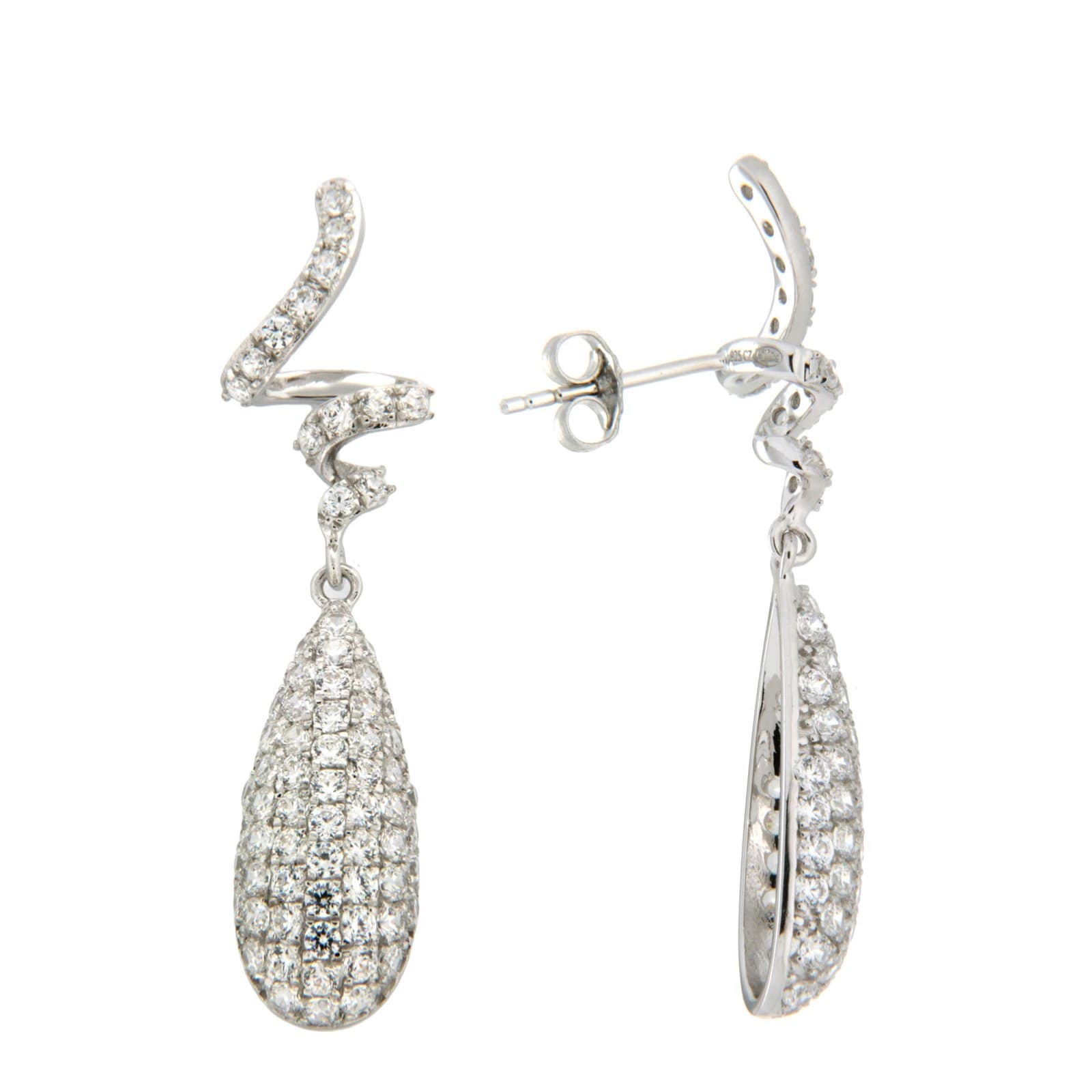 GGL Sterling Silver White Zircon EarRings
