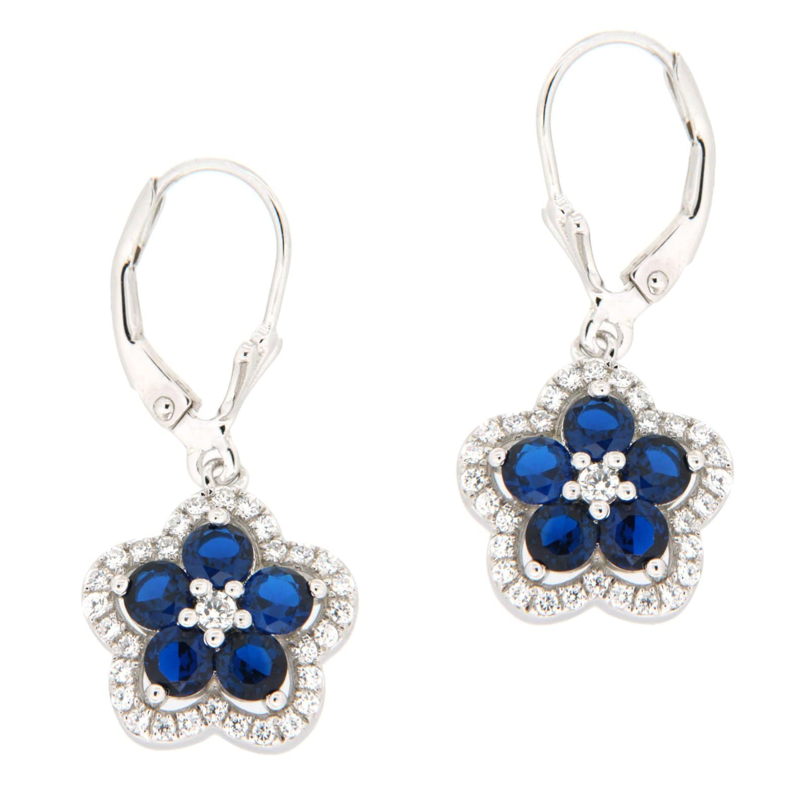 GGL Sterling Silver Blue and White Zircon EarRings