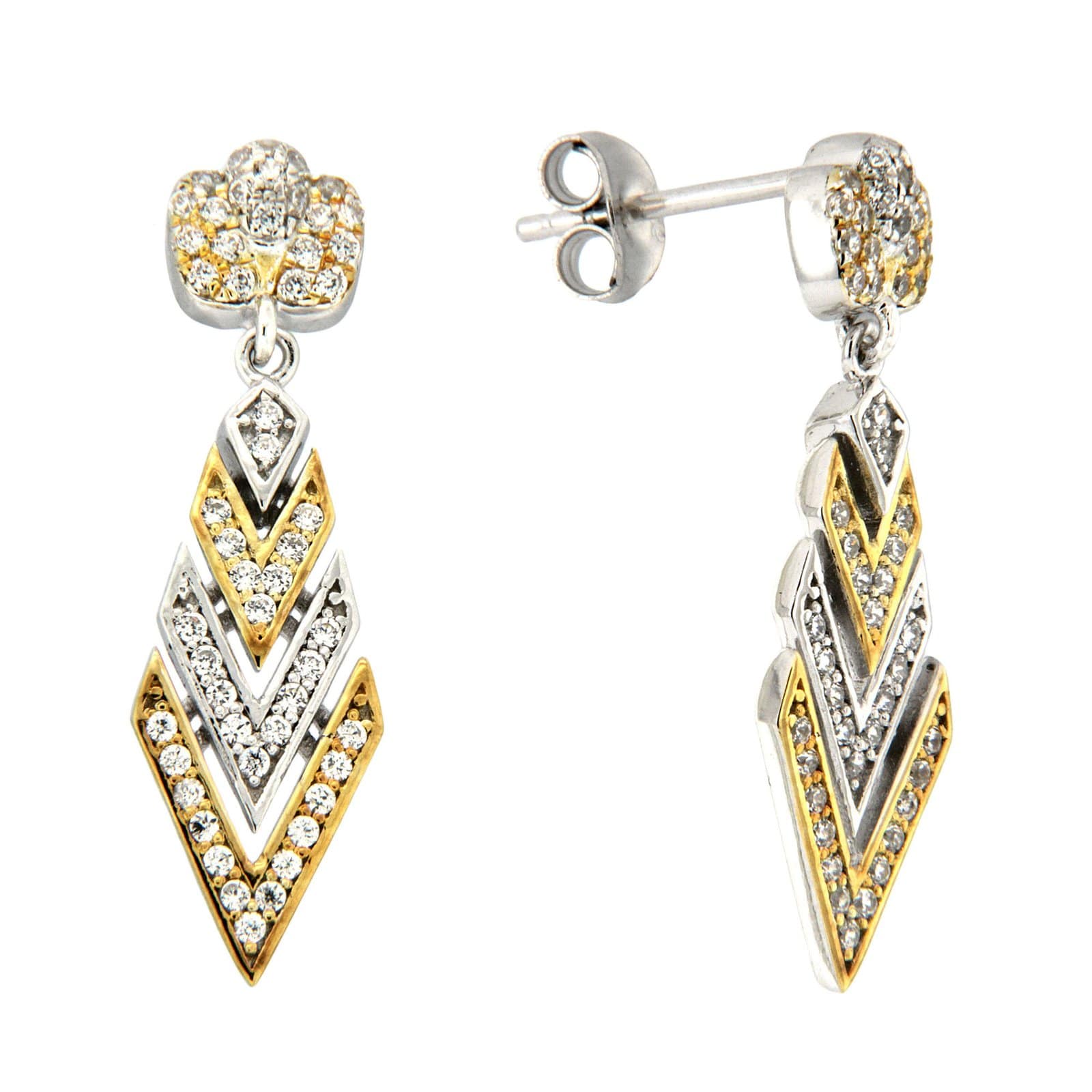 GGL Sterling Silver White Zircon EarRings