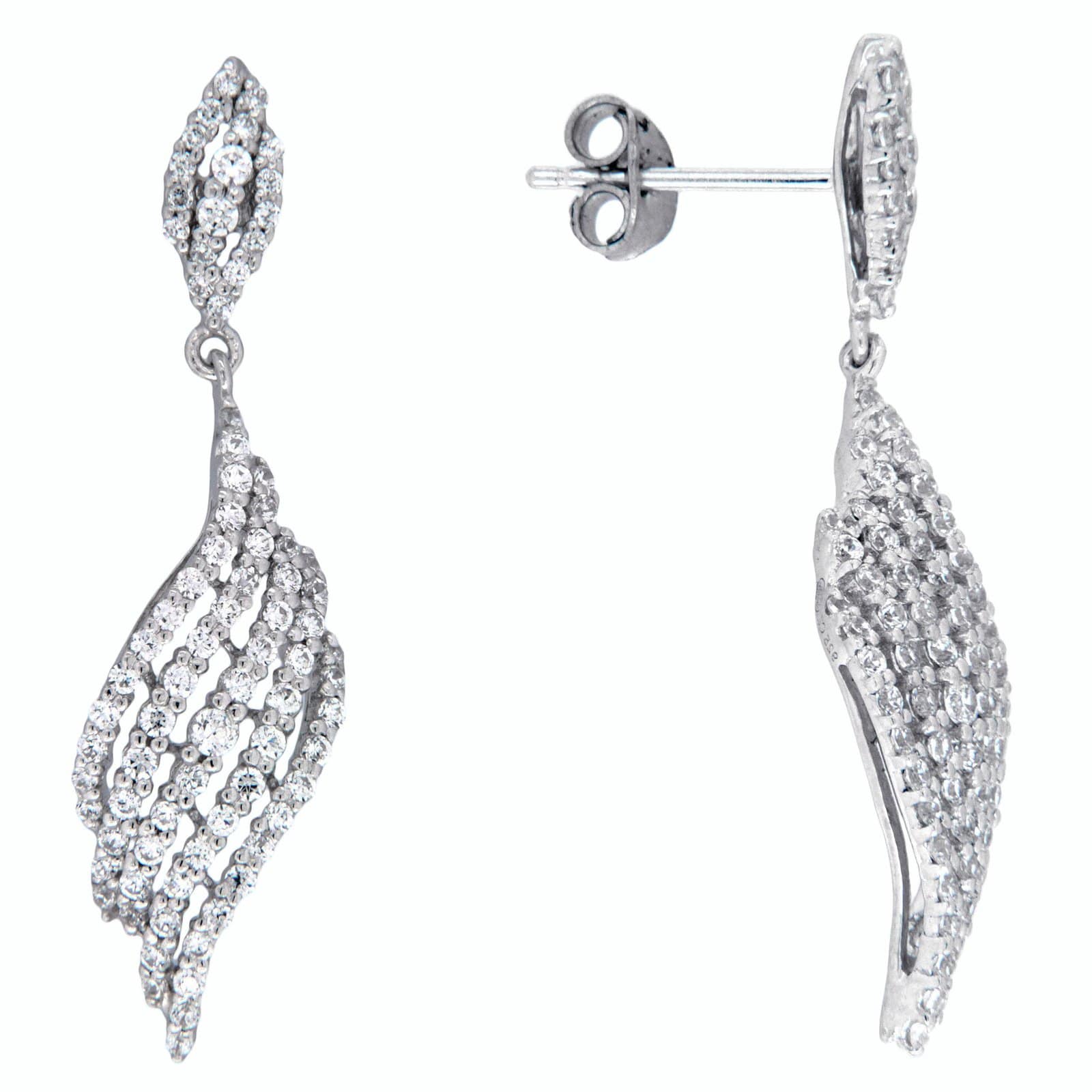 GGL Sterling Silver White Zircon EarRings