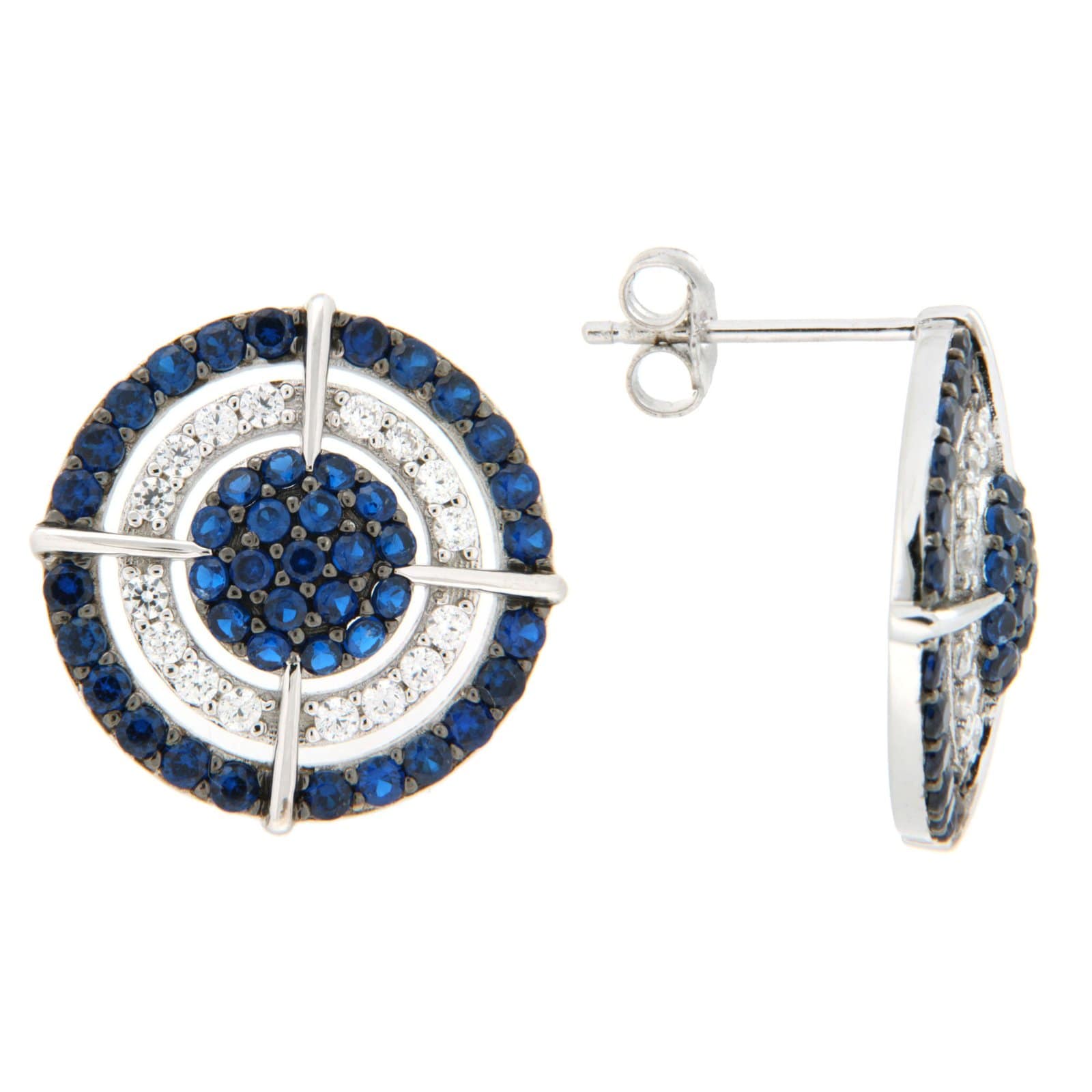 GGL Sterling Silver Blue and White Zircon EarRings