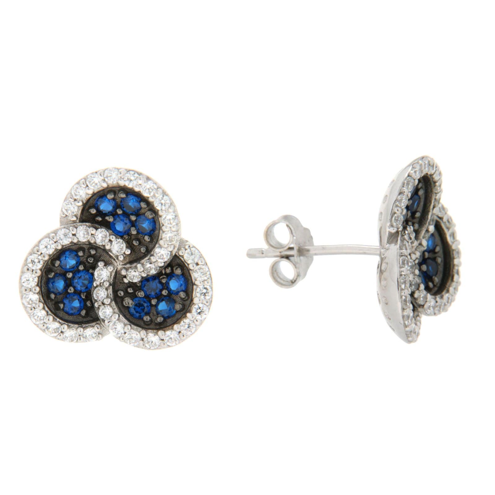 GGL Sterling Silver Blue and White Zircon EarRings