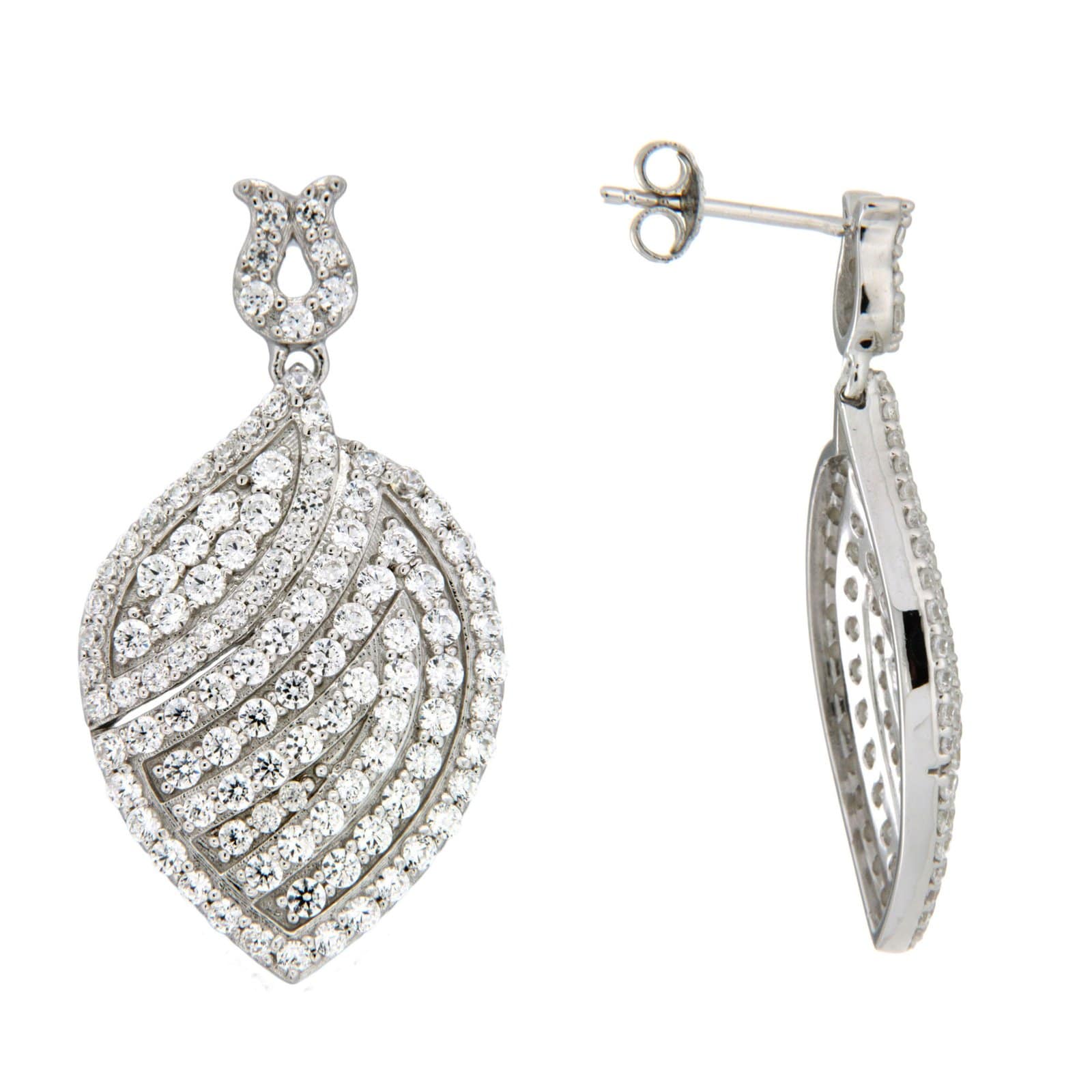 GGL Sterling Silver White Zircon EarRings