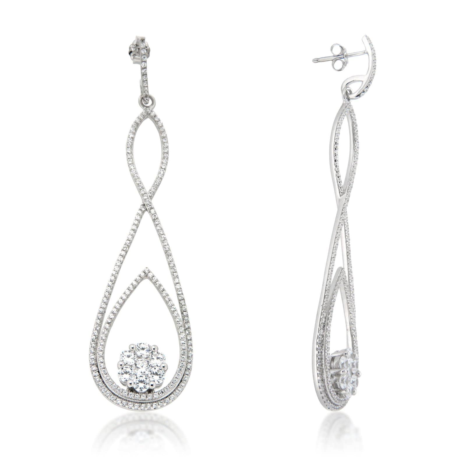 GGL Sterling Silver White Zircon EarRings