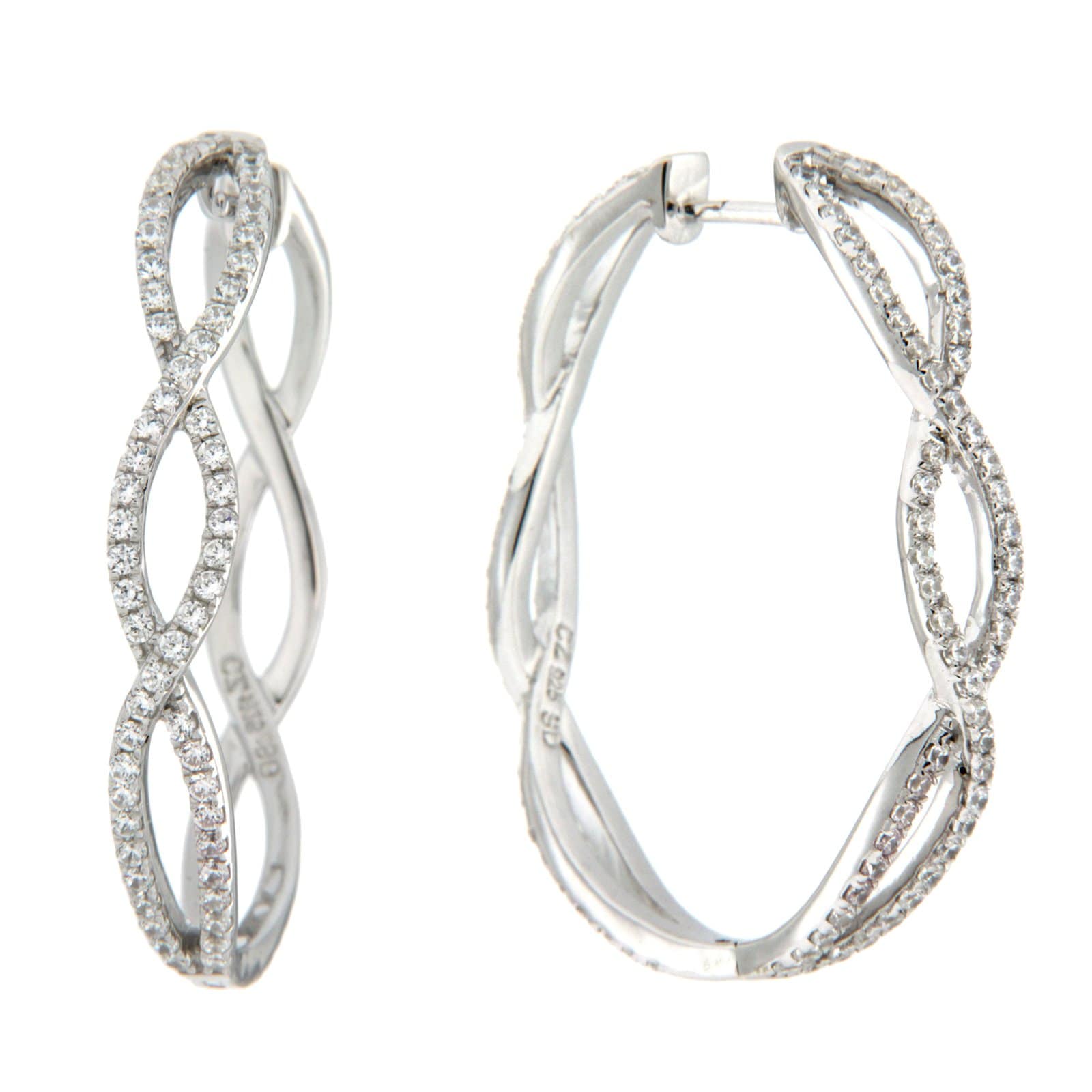GGL Sterling Silver White Zircon EarRings
