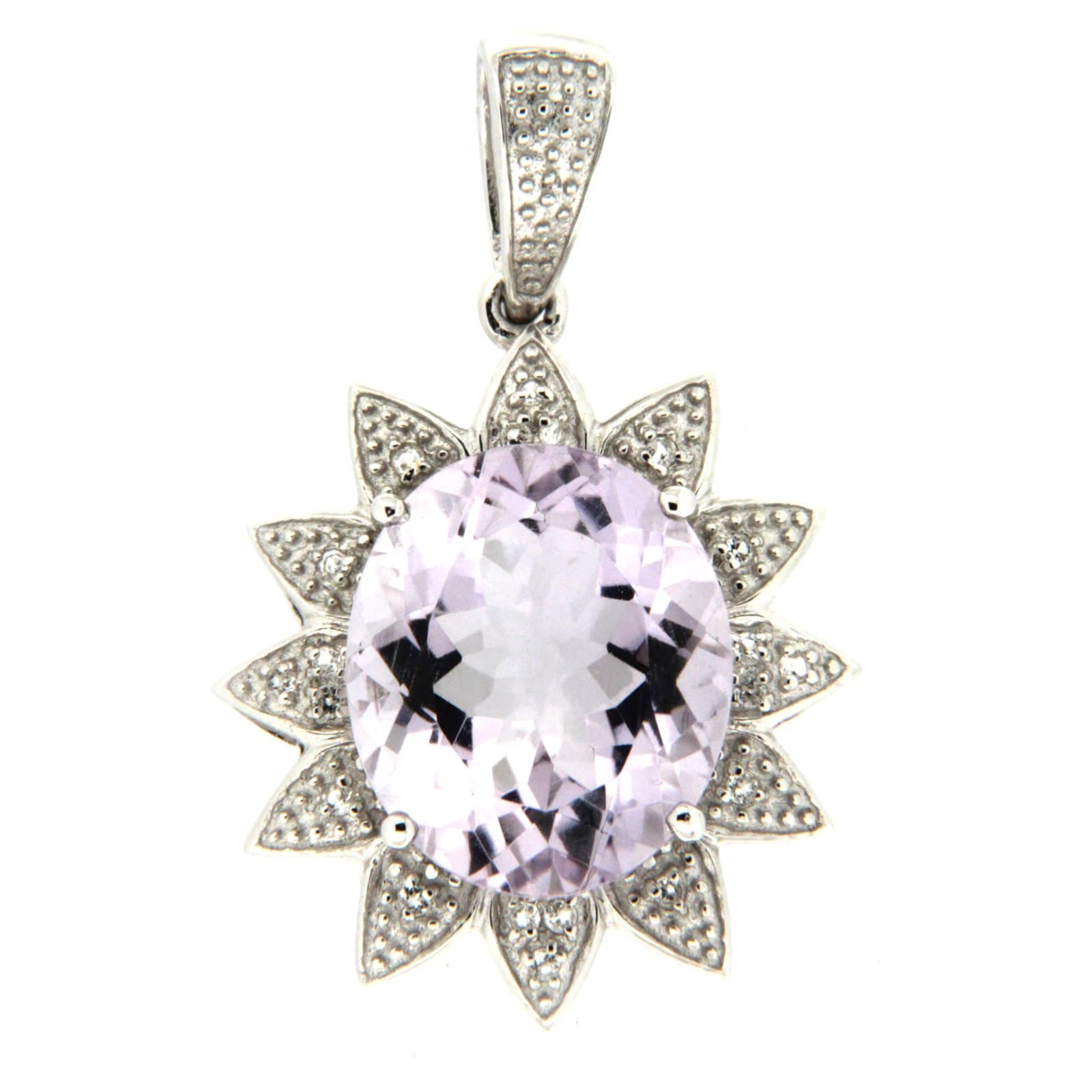 GGL Sterling Silver Rose de France Amethyst Pendant
