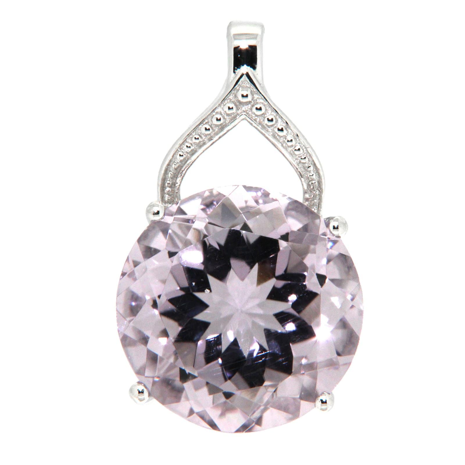 GGL Sterling Silver Rose de France Amethyst Pendant