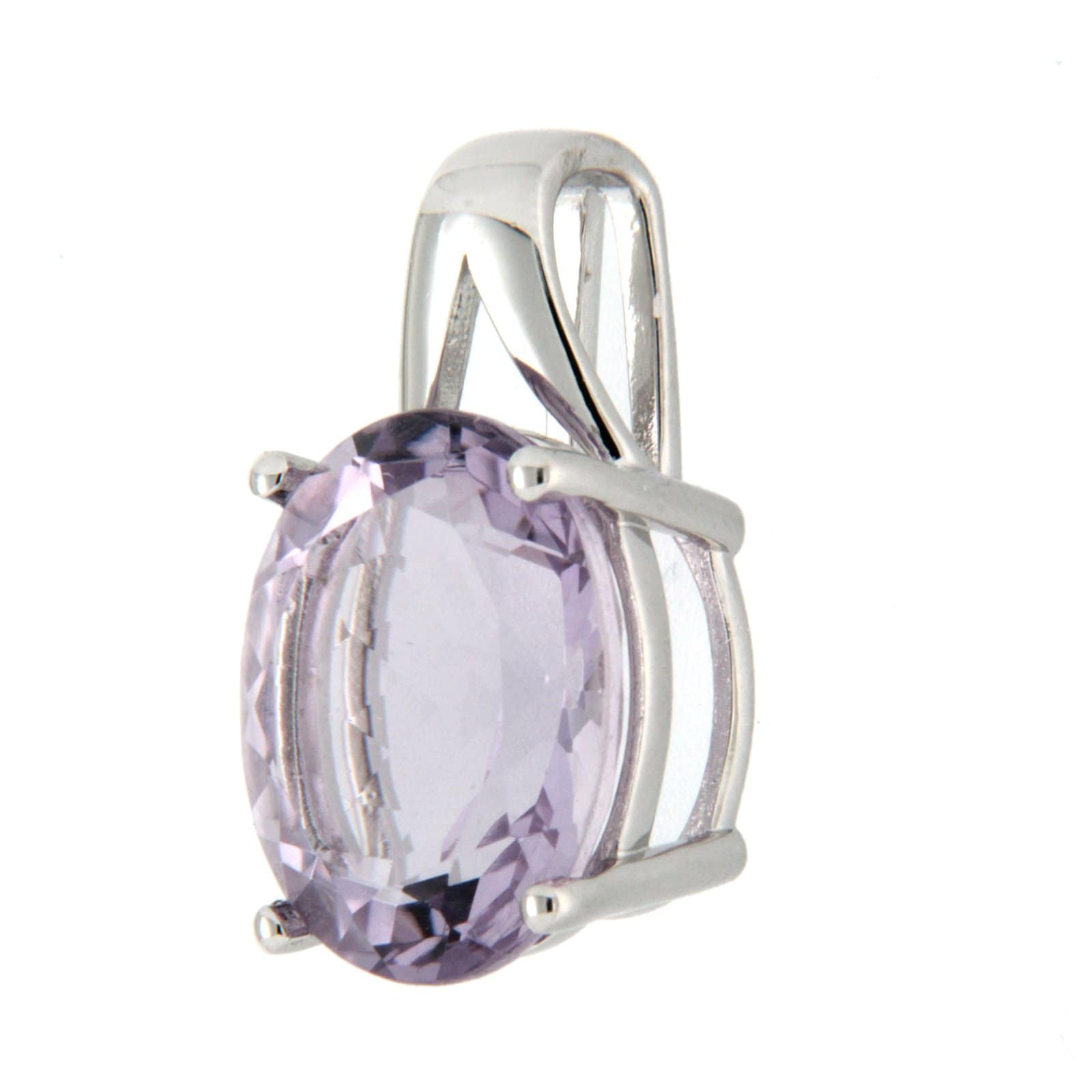 GGL Sterling Silver Rose de France Amethyst Pendant