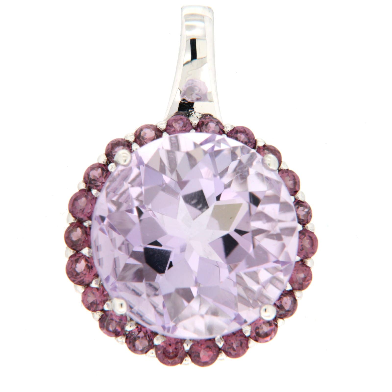 GGL Sterling Silver Rose de France Amethyst Pendant