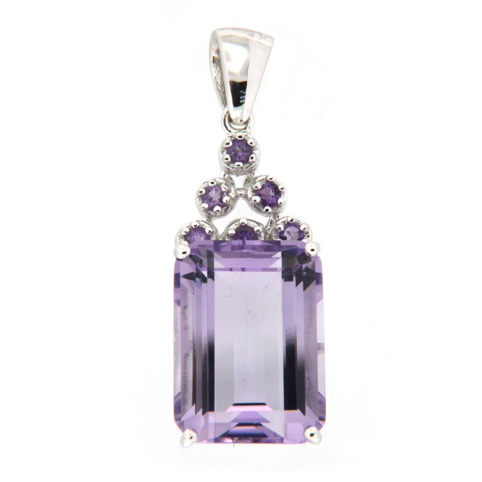 GGL Sterling Silver Rose de France Amethyst Pendant
