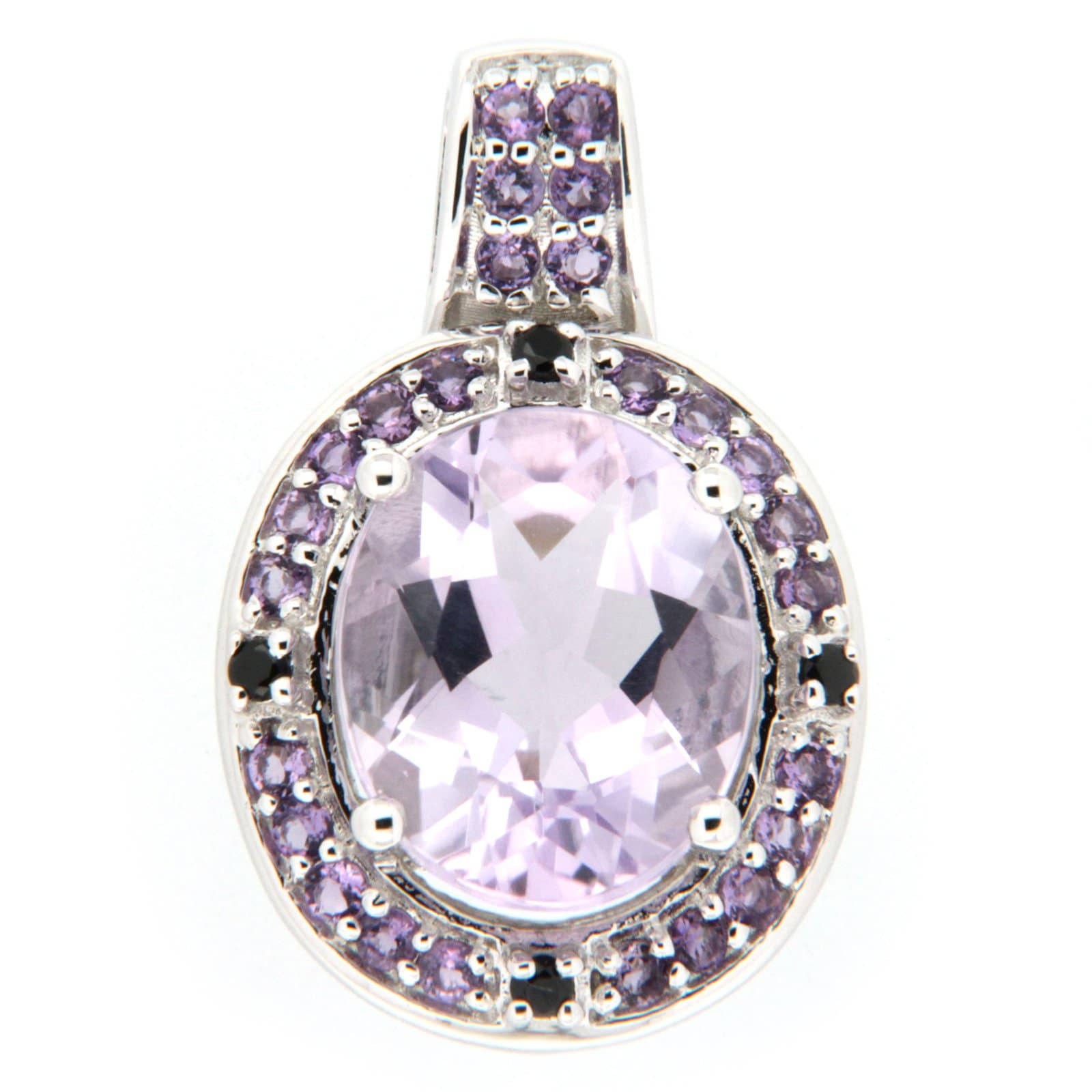 GGL Sterling Silver Rose de France Amethyst Pendant