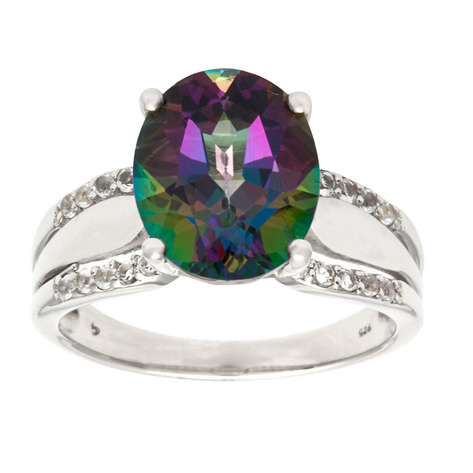 GGL Sterling Silver Mystic Green Topaz Ring