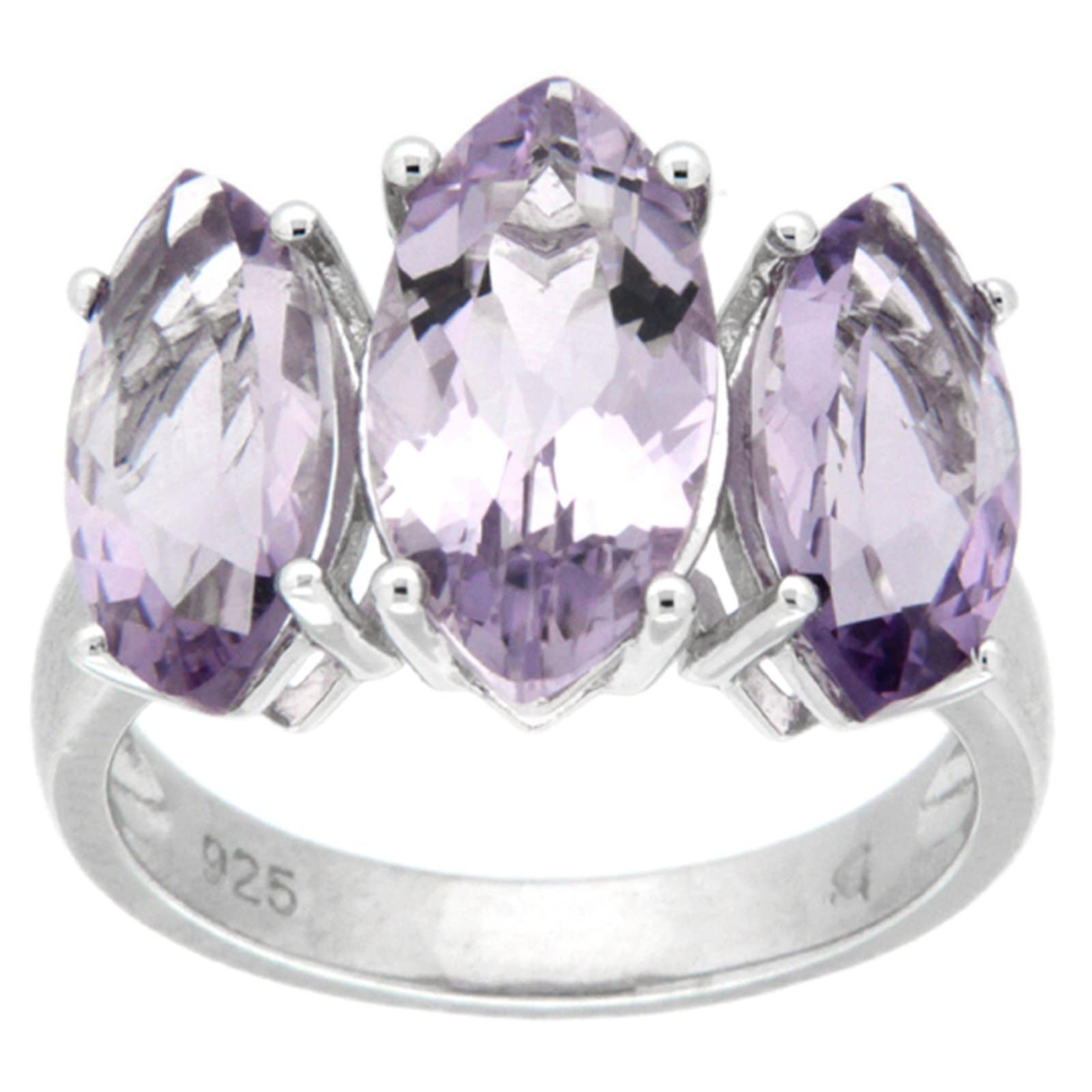GGL Sterling Silver Rose de France Amethyst Ring
