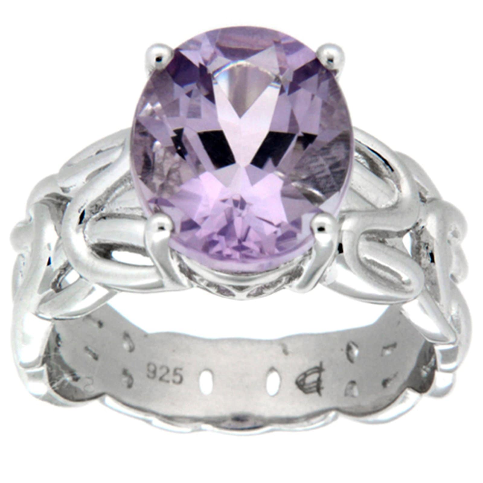 GGL Sterling Silver Rose de France Amethyst Ring