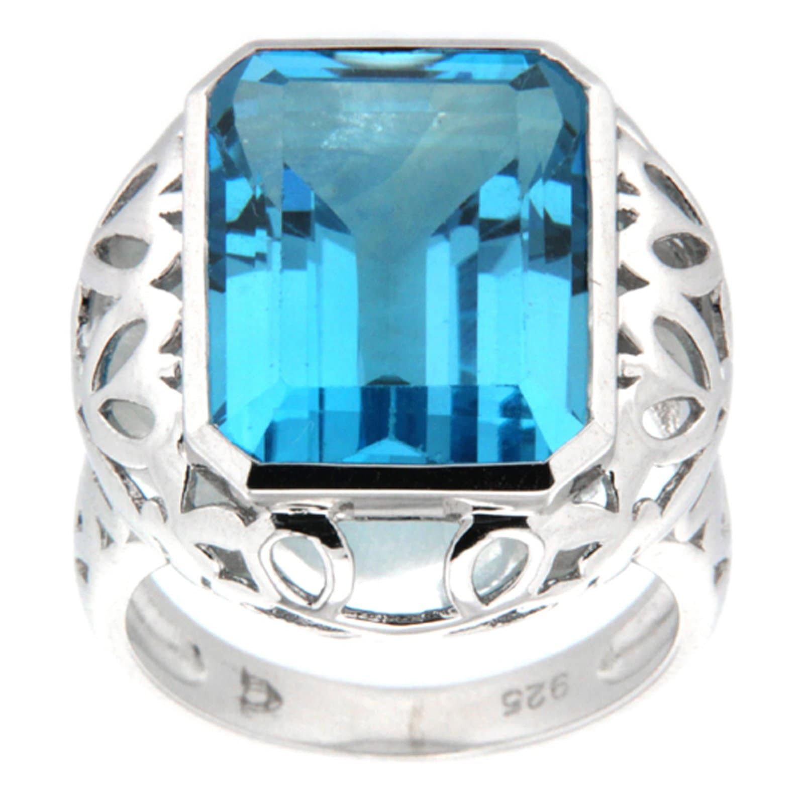 GGL Sterling Silver Swiss Blue Topaz Ring