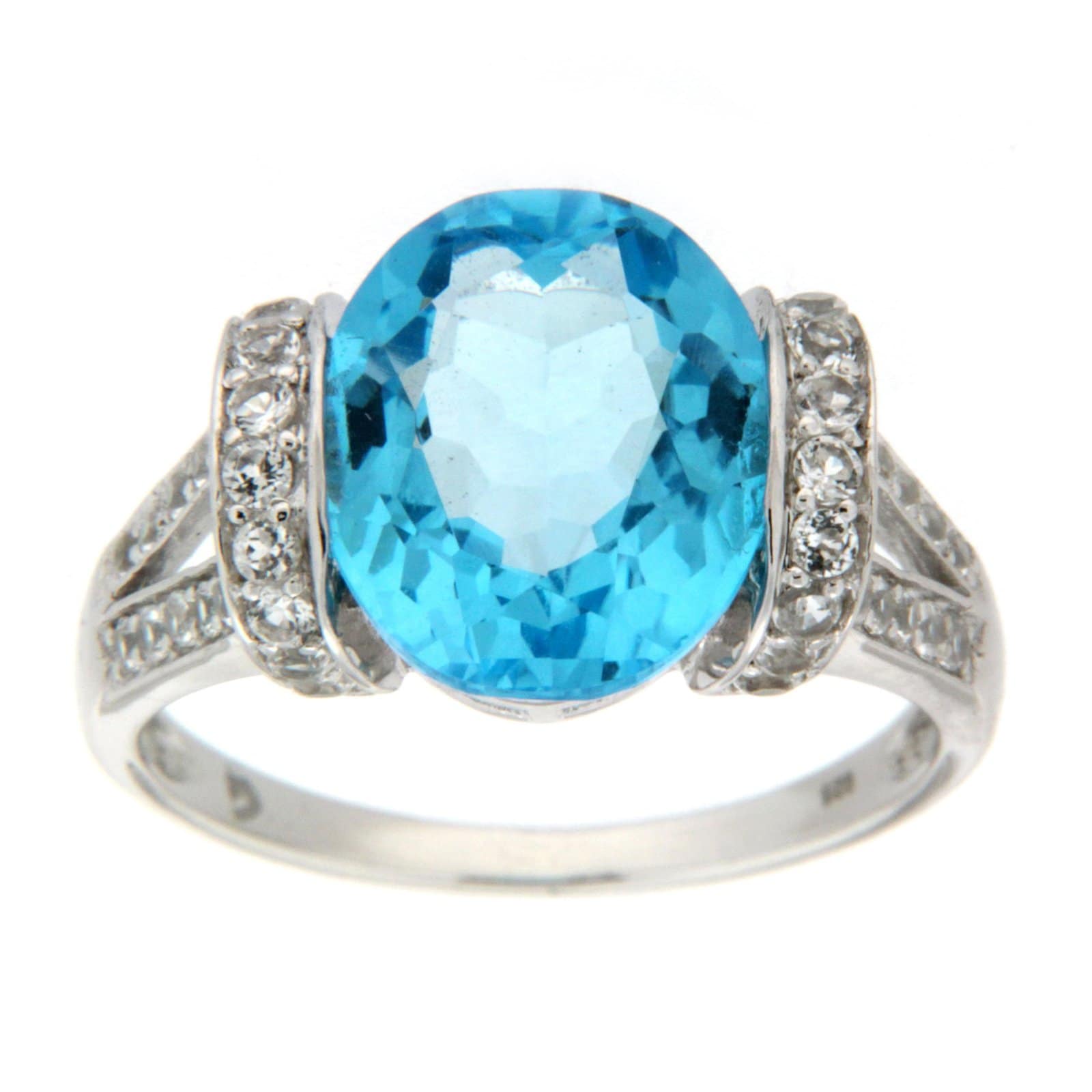 GGL Sterling Silver Swiss Blue Topaz Ring