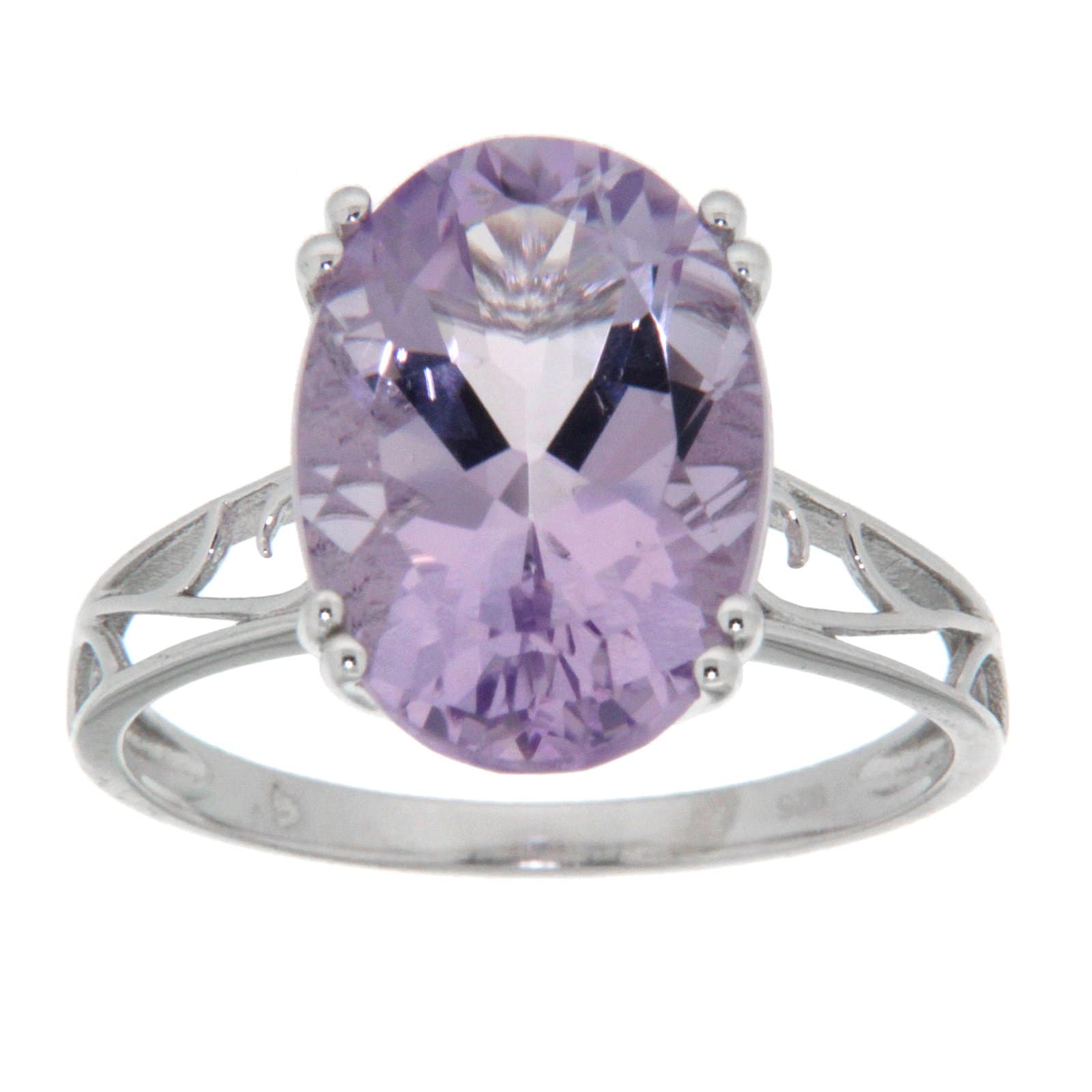 GGL Sterling Silver Rose De France Amethyst Ring
