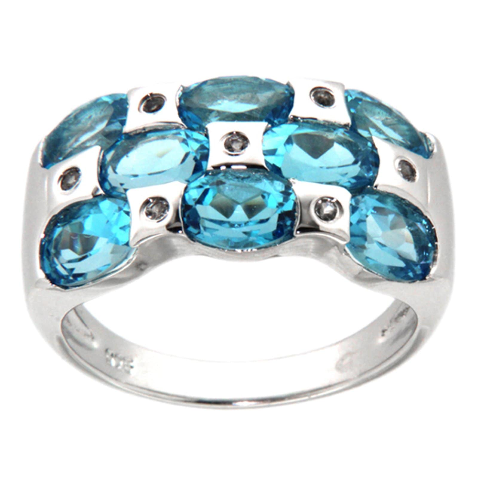 GGL Sterling Silver Swiss Blue Topaz Ring