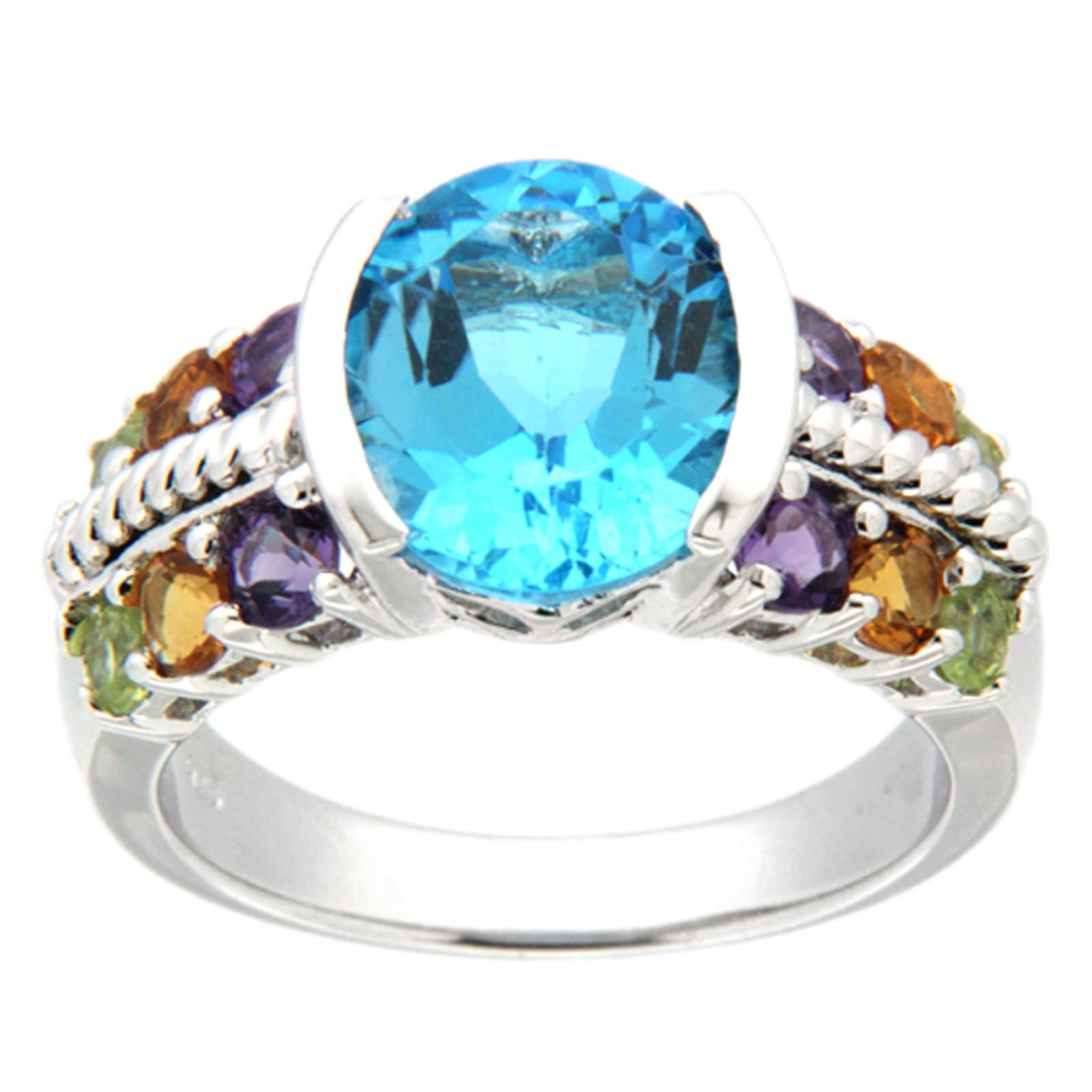 GGL Sterling Silver Swiss Blue Topaz Ring