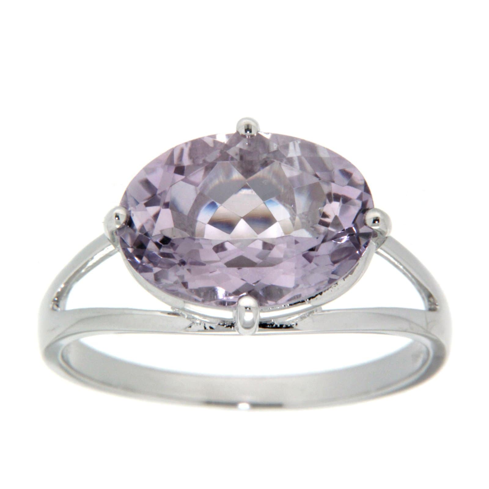 GGL Sterling Silver Rose de France Amethyst Ring