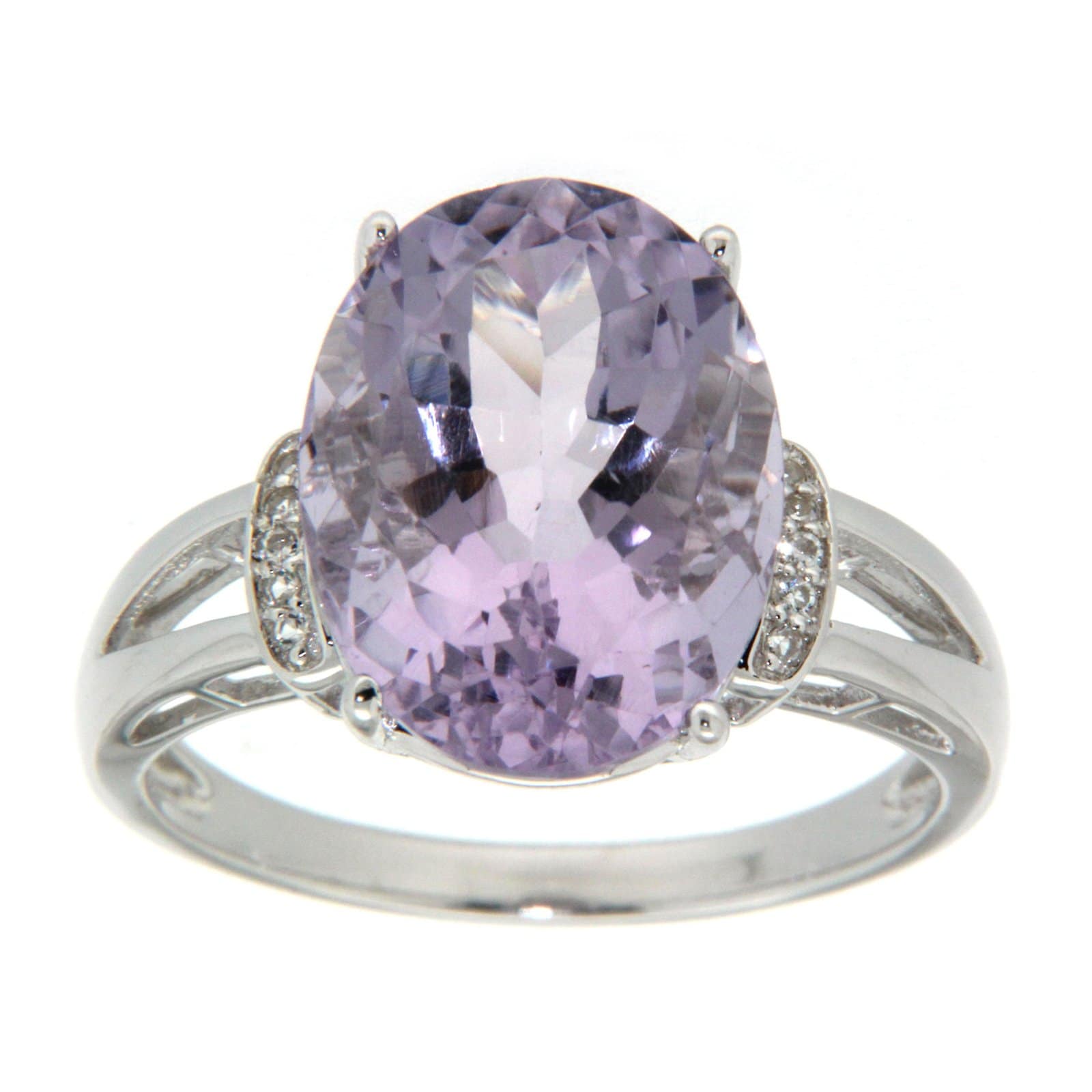 GGL Sterling Silver Rose de France Amethyst Ring